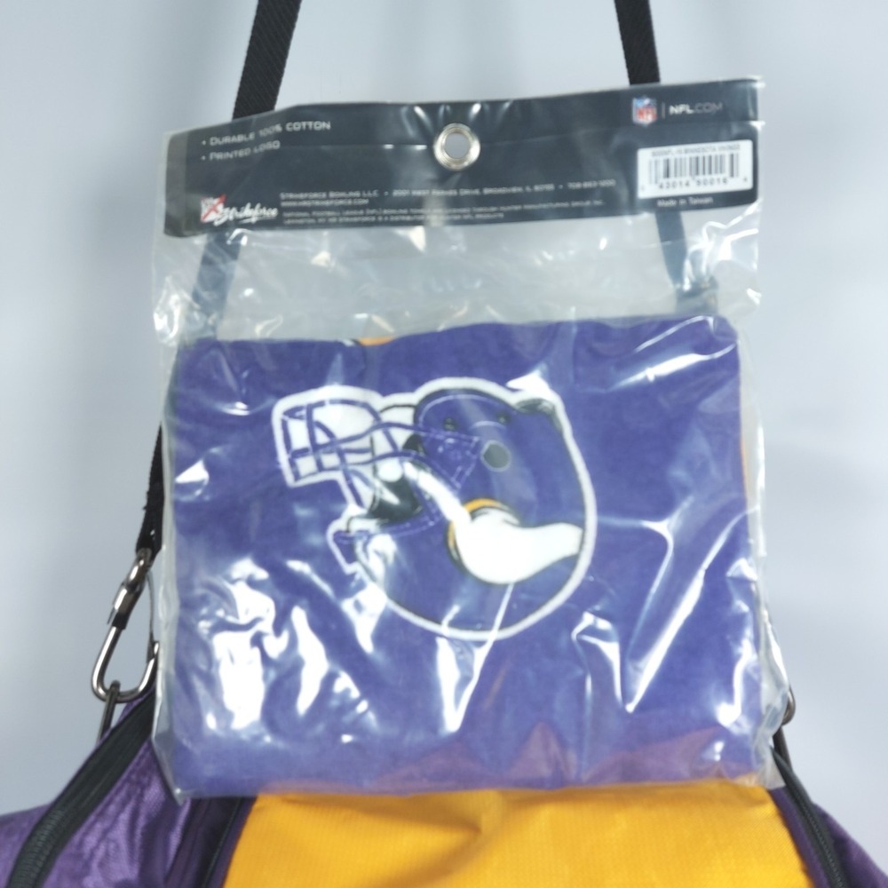 Minnesota Vikings Single Bowling Ball Bag/New Towel Set Purple Gold Embroidered - Picture 3 of 13
